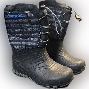 Merrell Kids Black, Gray and Blue Snow Boots